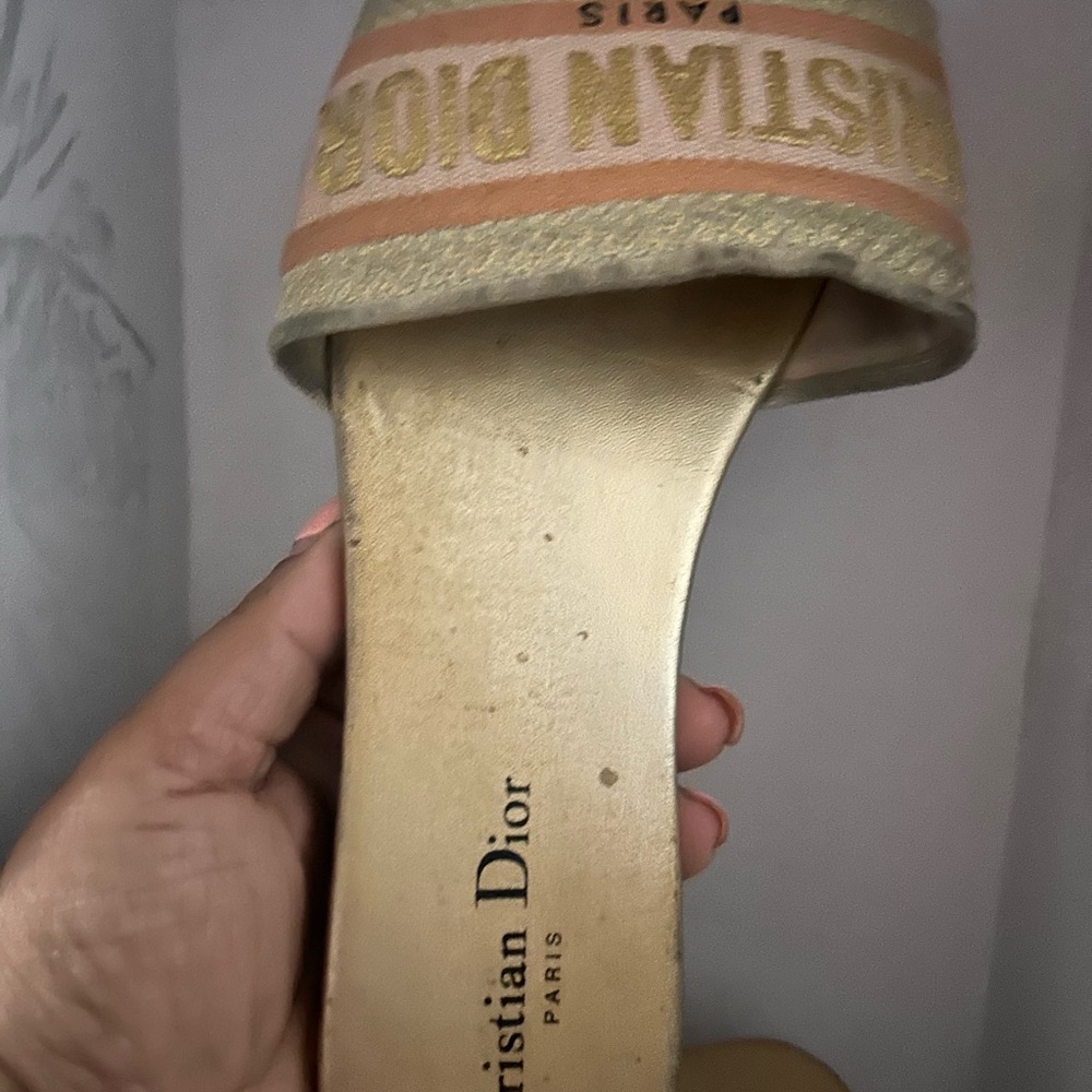 Dior Tan and Pink Mules